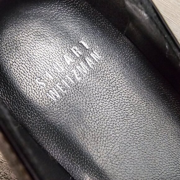 Stuart Weitzman Black Patent Leather Buckle Slip On Loafer Shoe - Picture 7 of 8